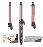 Rotating Curling Iron - 3 in1 Automatic Curling Iron with Interchangeable Curling Wand, 3/4, 1 1/...