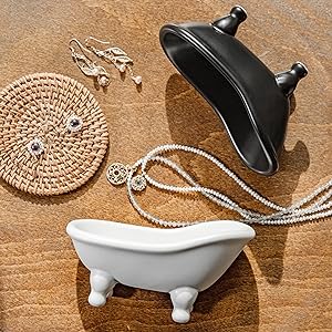 black and white soap dish