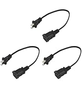 Short Extension Cord 1 FT 2 Prong Small Power Extension Cord Indoor Waterproof Black Power Supply...