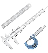 HDLNKAK Vernier Caliper 0.001", Outside Micrometer 0.001" and Stainless Steel Ruler, 0-6 Inch/0-1...