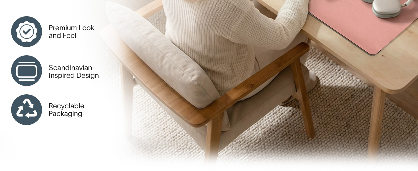 premium look feel scandinavian inspired design recyclable packaging nordik desk blotter vegan faux