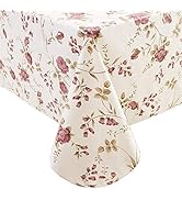 Heavy Duty Vinyl Tablecloth with Flannel Backing Waterproof Oil-Proof PVC Table Cloth Stain-Resis...