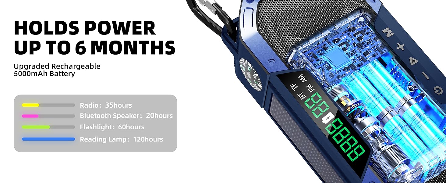 crank radio solar charging with flashlight and power bank