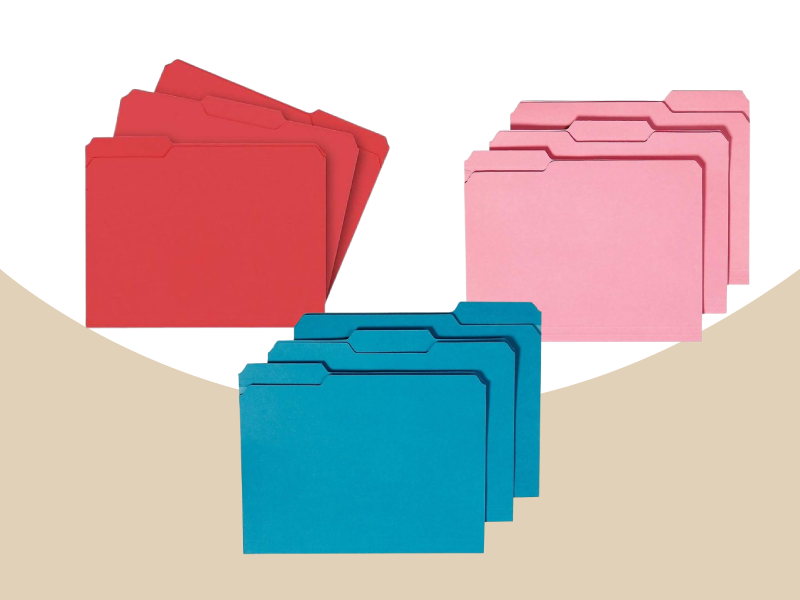 Staples 508994 Colored File Folders W/Reinforced Tabs Letter 3 Tab 100/Box