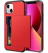 SAMONPOW Compatible with iPhone 13 Case with Card Holder Dual Layer Hybrid Wallet Case Heavy Duty...