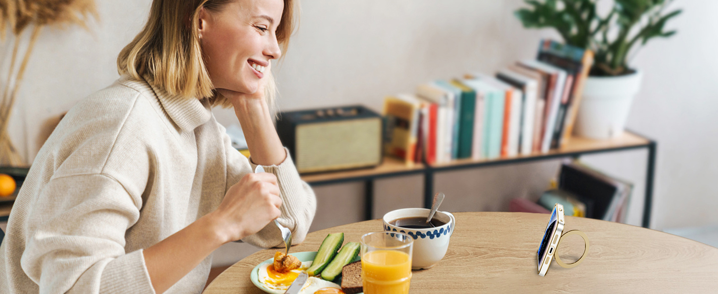 iPhone 13 Case, Slim Lightweight Ring Holder Kickstand Support Car Mount Shockproof