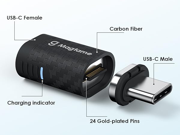 usb c adapter 24pin magnetic fast charging 240w