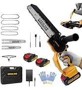 Mini Chainsaw, 8 inch &amp; 6 Inch Portable Electric Chainsaw, 2025 Upgrade, Small handled Chain saw ...