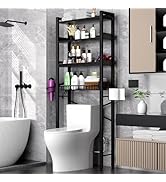 Over The Toilet Storage Cabinet,4 Tier Bathroom Organizer and Storage With Adjustable Shelf Water...
