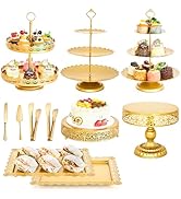 11 Pcs Gold Cake Stand Set for Wedding, Dessert Table Display Set for Birthday, Metal Square Serv...