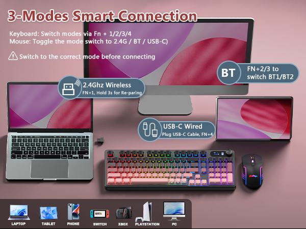 Wireless keyboard and mouse combo Creamy keyboard with number pad