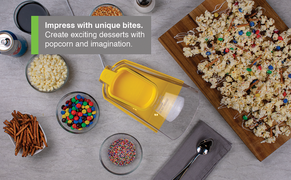 Overhead of popcorn and candy