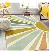 STARUIA Kids Rugs for Playroom 5'x7' Rug, Boho Washable Area Rug for Kids Room, Rainbow Kids Nurs...