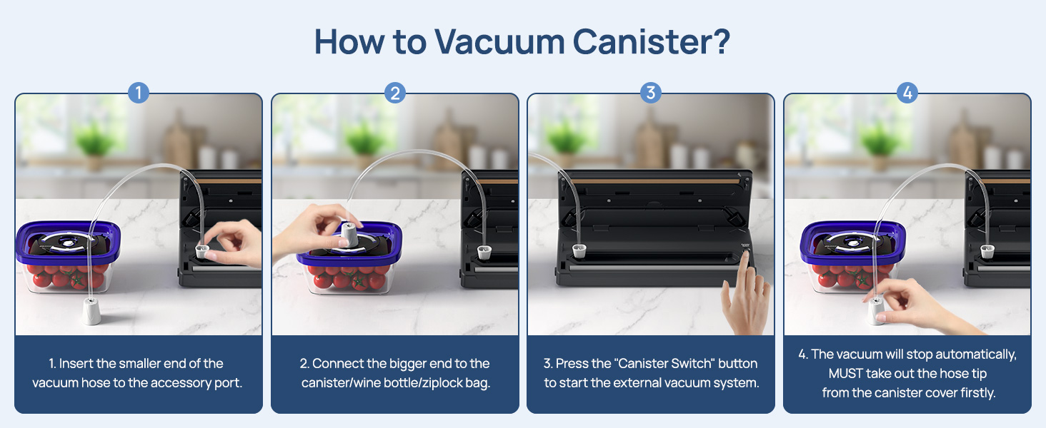 External vacuum step diagram of food saver vacuum sealer machine