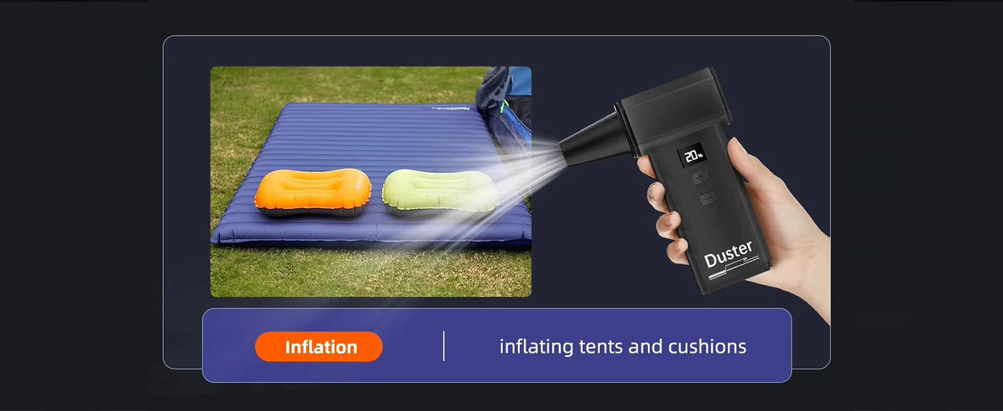 inflating tents and cushions