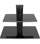 PERLESMITH Floating Wall Mounted Shelf Double AV Shelf with Strengthened Tempered Glasses for DVD...