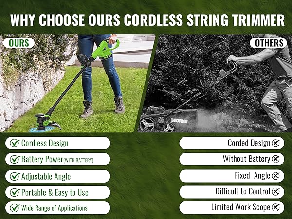 battery operated weed wacker cordless cordless string trimmer