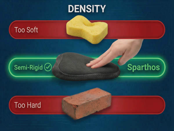 Sparthos back brace semi-rigid lumbar pad density comparison versus too soft or hard alternatives