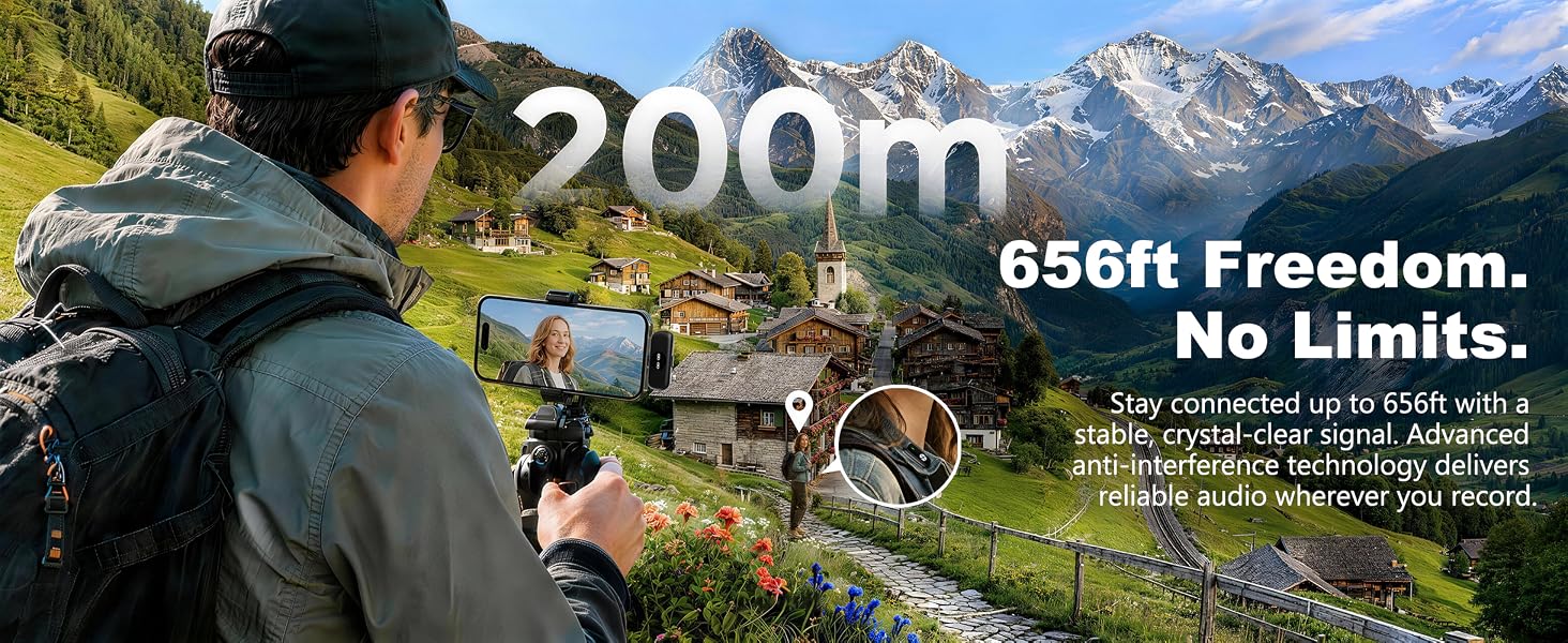 SONEVOX AirMic wireless mic offers 656ft stable transmission for outdoor creators
