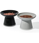 Necoichi 2pcs Extra Wide Elevated Cat Food Bowls – BPA-Free Plastic Raised Bowls to Reduce Whiske...