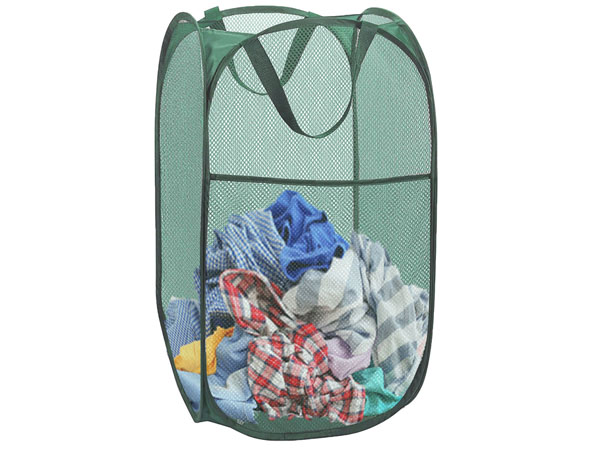 green laundry hamper