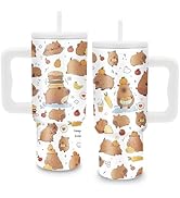 Capybara Gift for Women, 24oz Tumbler with Handle &amp; Straw, Capybara Stainless Steel Insulated Tum...