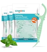 Mint Twin-Line Dental Floss Picks 300 Count Profession High Toughness Dual-Line Floss Sticks Oral...