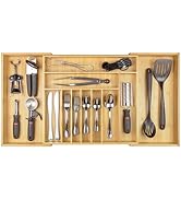 KitchenEdge Premium Silverware, Flatware and Utensil Organizer for Kitchen Drawers, Food-Safe Con...