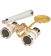 BOSTRON 3X25 Opera Glasses Binoculars Compact with Adjustable Handle &amp; Chain, Portable Vintage Th...