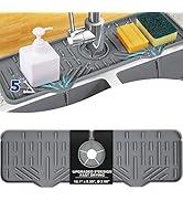 BFONS XL Silicone Faucet Handle Drip Catcher Tray, Gray, 18.1in x 5.7in x 0.79in