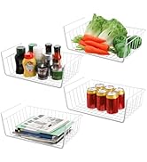 Tebery 4 Pack White Under Shelf Wire Basket Hanging Storage Baskets, Under Cabinet Add-on Storage...