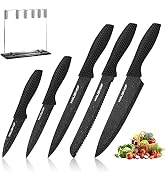HAUSHOF Kitchen Chef Knife Set, 5 PCS Knife Sets for Kitchen with Block, Super Premium Steel Shar...