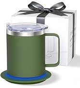 Zhenglu Self Heating Coffee Mug, USB Heating Mug with Sliding Lid, 131°F Coffee Warmer for Desk H...