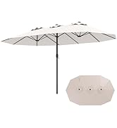 Toolsempire 15ft Patio Umbrella, Double-sided Outdoor Twin Umbrella with Crank Handle &amp; 12 Heavy-...