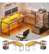 SEDETA L Shaped Desk with Fabric Drawer, 51