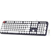 Meidosa Wired Computer Keyboard, Dark Blue Typewriter Keyboards, Round Key Full Size Keyboard, Pl...