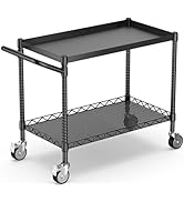 Leteuke 2 Tier Utility Cart with Wheels, NSF Certified 900LBS Capacity Heavy Duty Rolling Utility...