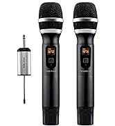HOTEC Wireless Microphone, Metal Dual UHF Dynamic Handheld Microphone System for Karaoke, Singing...