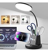 Sailstar Desk Lamps for Home Office, Desk Lamp with Wireless Charger &amp; Pen Holder, 800 Lumens Goo...
