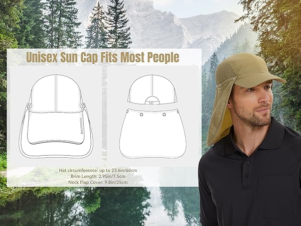Foldable hat with neck flap for men