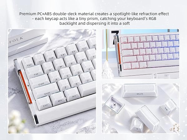 Translucent Crystal Keycaps, Jelly Clear Keycaps, Custom Crystal White Keycaps Set
