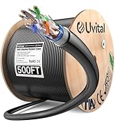 Uvital Cat6 Direct Burial Ethernet Cable 500FT, 23AWG Solid Bare Copper | Waterproof, UV Resistan...