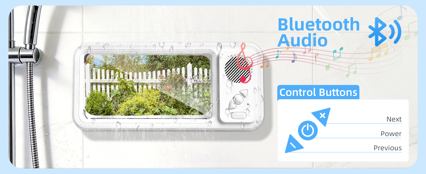 Shower Phone Holder with Bluetooth Speaker