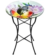 DREAM GARDEN Glass Bird Baths, Outdoor Large Birdbaths, Hummingbird