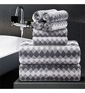 8 Piece Bathroom Towel Set Gray |2 Oversized Large Bath Towels Sheet,2 Hand Towels and 4 Washclot...