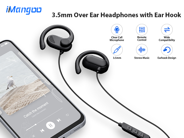 wired earbuds 3.5mm over ear open ear for kids students