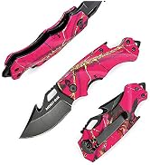 Mossy Oak Mini Folding Pocket Knife, Stainless Steel Drop Point Blade - EDC Multi-tool with Bottl...