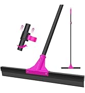TidyBliss Floor Squeegee Heavy Duty with 58.3 inches Long Handle, Rubber Foam Water Scraper Broom...