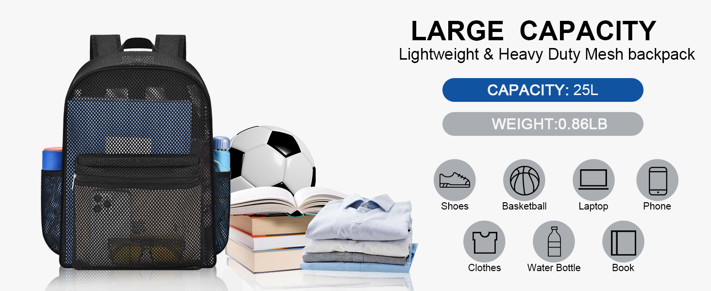  Heavy Duty Semi-Transparent Bookbag Womens Mens Backpacks for School, Beach, Swimming