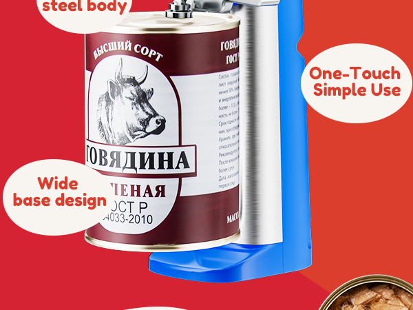 NK-0730 One-touch stainless steel electric can opener with wide stable base